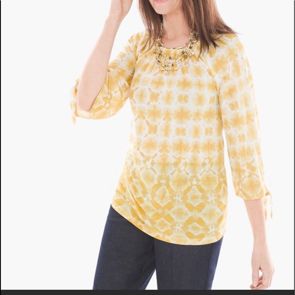 🆕 Chico’s yellow/white top